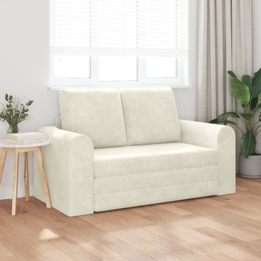 vidaXL Καναπές Κρεβάτι 2 σε 1 Κρεμ 148x71x83cm Βελούδο 1 τεμ. Γωνιακός