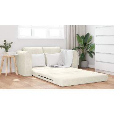 vidaXL Καναπές Κρεβάτι 2 σε 1 Κρεμ 148x71x83cm Βελούδο 1 τεμ. Γωνιακός
