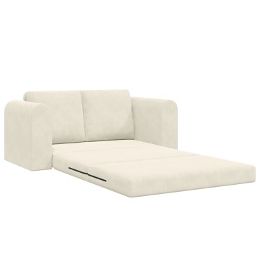 vidaXL Καναπές Κρεβάτι 2 σε 1 Κρεμ 148x71x83cm Βελούδο 1 τεμ. Γωνιακός