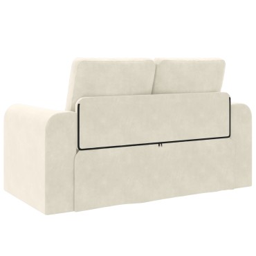 vidaXL Καναπές Κρεβάτι 2 σε 1 Κρεμ 148x71x83cm Βελούδο 1 τεμ. Γωνιακός