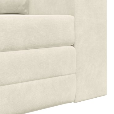 vidaXL Καναπές Κρεβάτι 2 σε 1 Κρεμ 148x71x83cm Βελούδο 1 τεμ. Γωνιακός