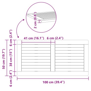 vidaXL Επιφάνεια Τραπεζιού 100x50x2,2cm Ορθογώνιο Μασίφ ξύλο Acacia 1 τεμ.