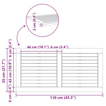 vidaXL Ρουστίκ Επιφάνεια Τραπεζιού 110x55x2cm από Μασίφ Ξύλο Acacia 1 τεμ.