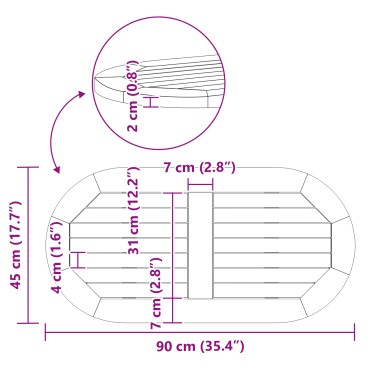 vidaXL Επιφάνεια Τραπέζι 90x45x2,2cm Ωοειδής Μασίφ Ξύλο Ακακίας