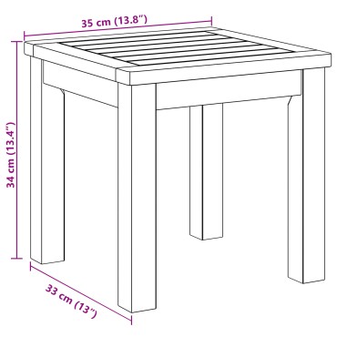 vidaXL Τραπέζι Κήπου 35x35x34cm Συμπαγές Ξύλο Ακακίας 1 τεμ.
