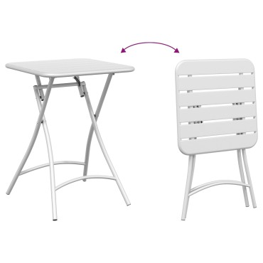 Πτυσσόμενο τραπέζι κήπου vidaXL Λευκό 55x55x73cm από ατσάλι