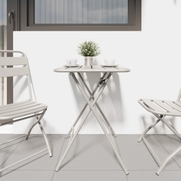 vidaXL Πτυσσόμενο Τραπέζι Κήπου Μπεζ 55x55x73cm Χάλυβας 1 τεμ.