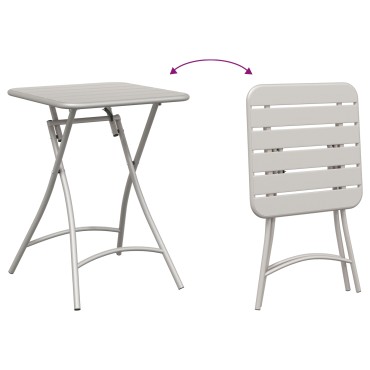 vidaXL Πτυσσόμενο Τραπέζι Κήπου Μπεζ 55x55x73cm Χάλυβας 1 τεμ.