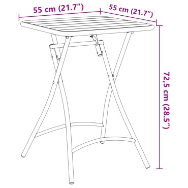 vidaXL Πτυσσόμενο Τραπέζι Κήπου Μπεζ 55x55x73cm Χάλυβας 1 τεμ.