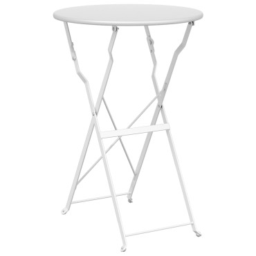 vidaXL τραπέζι bistro πτυσσόμενο λευκό 50x71cm από βαμμένο ατσάλι