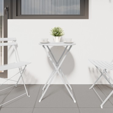 vidaXL τραπέζι bistro πτυσσόμενο λευκό 50x71cm από βαμμένο ατσάλι