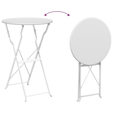 vidaXL τραπέζι bistro πτυσσόμενο λευκό 50x71cm από βαμμένο ατσάλι