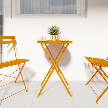 vidaXL Τραπέζι Bistro Πτυσσόμενο Μουσταρδί 50x71cm Κατασκευασμένο από Ατσάλι με επιστρώσεις σκόνης 1 τεμ.