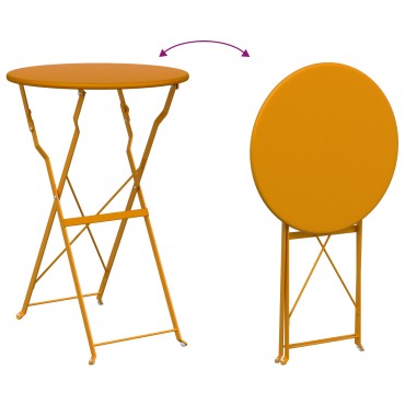 vidaXL Τραπέζι Bistro Πτυσσόμενο Μουσταρδί 50x71cm Κατασκευασμένο από Ατσάλι με επιστρώσεις σκόνης 1 τεμ.