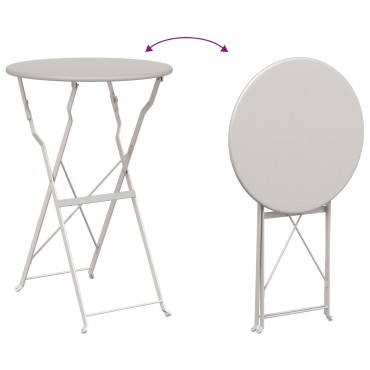 vidaXL Τραπέζι Bistro Μπεζ 50x71cm Ατσάλι με Πούδρα 1 τεμ.