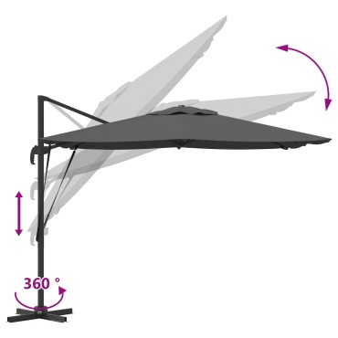 vidaXL Ομπρέλα Cantilever Roma Ανθρακί 286x285x265 cm Αλουμίνιο