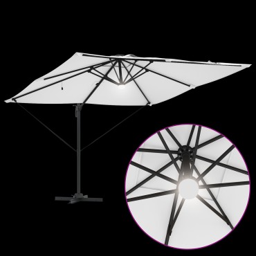 vidaXL Ομπρέλα Roma με LEDs Σαμπανί 286x285x270 εκ. Αλουμίνιο