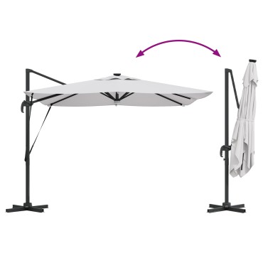 vidaXL Ομπρέλα Roma με LEDs Σαμπανί 286x285x270 εκ. Αλουμίνιο
