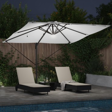 vidaXL Ομπρέλα Roma με LEDs Σαμπανί 286x285x270 εκ. Αλουμίνιο