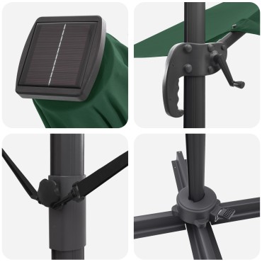 vidaXL Cantilever Roma Parasol με LEDs Πράσινο 286x285x270 cm Αλουμίνιο
