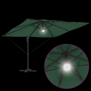 vidaXL Cantilever Roma Parasol με LEDs Πράσινο 286x285x270 cm Αλουμίνιο