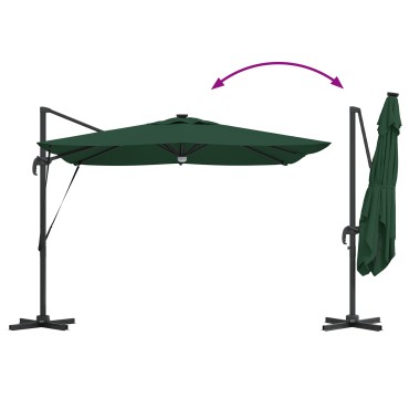 vidaXL Cantilever Roma Parasol με LEDs Πράσινο 286x285x270 cm Αλουμίνιο