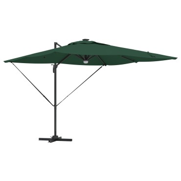 vidaXL Cantilever Roma Parasol με LEDs Πράσινο 286x285x270 cm Αλουμίνιο