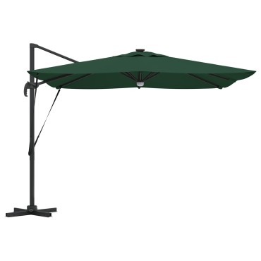 vidaXL Cantilever Roma Parasol με LEDs Πράσινο 286x285x270 cm Αλουμίνιο