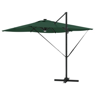 vidaXL Cantilever Roma Parasol με LEDs Πράσινο 286x285x270 cm Αλουμίνιο