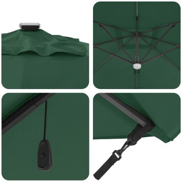 vidaXL Cantilever Roma Parasol με LEDs Πράσινο 286x285x270 cm Αλουμίνιο