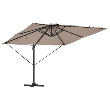 vidaXL Ομπρέλα με Βραχίονα με LEDs Ταουπέ 286x285x270 cm Αλουμίνιο