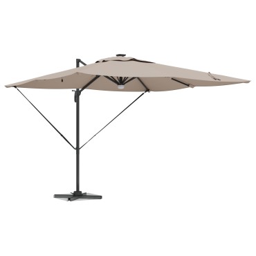 vidaXL Ομπρέλα με Βραχίονα με LEDs Ταουπέ 286x285x270 cm Αλουμίνιο