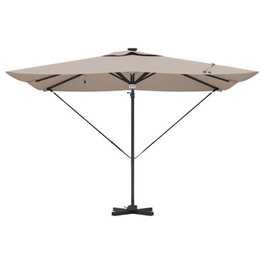 vidaXL Ομπρέλα με Βραχίονα με LEDs Ταουπέ 286x285x270 cm Αλουμίνιο