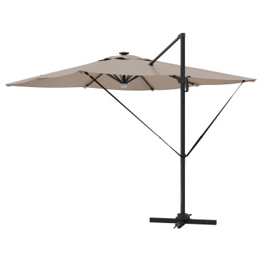vidaXL Ομπρέλα με Βραχίονα με LEDs Ταουπέ 286x285x270 cm Αλουμίνιο