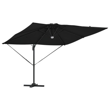 vidaXL Ομπρέλα Βραχίονα Roma με LEDs Μαύρη 286x285x270 εκ. Αλουμίνιο