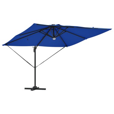 vidaXL Ομπρέλα Βραχίονα με LEDs Αζούρ Μπλε 286x285x270 εκ. Αλουμίνιο