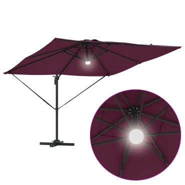 vidaXL Cantilever Roma Parasol με LEDs Μπορντό 286x285x270 εκ. Αλουμίνιο