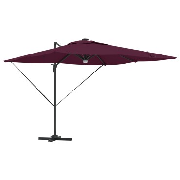 vidaXL Cantilever Roma Parasol με LEDs Μπορντό 286x285x270 εκ. Αλουμίνιο