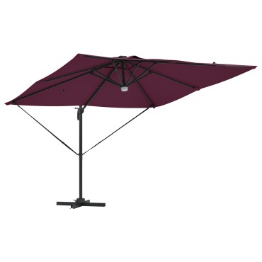 vidaXL Cantilever Roma Parasol με LEDs Μπορντό 286x285x270 εκ. Αλουμίνιο