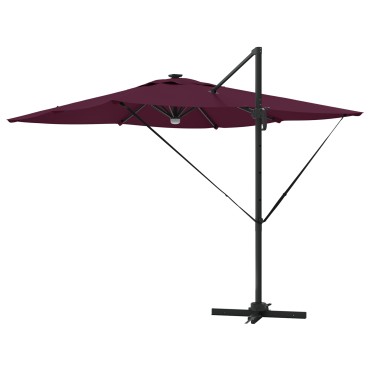 vidaXL Cantilever Roma Parasol με LEDs Μπορντό 286x285x270 εκ. Αλουμίνιο