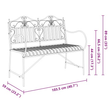 vidaXL Παγκάκι κήπου 2 -Seater 103,5x59x89cm Ατσάλι 1 τεμ.