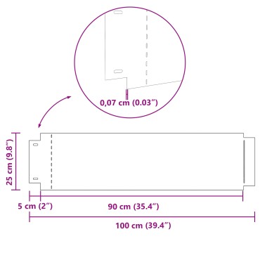 vidaXL Περιγράμματα γκαζόν 10 τμχ. 100 x 25 x 0,07 εκ. Ασημί