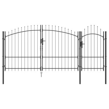 vidaXL Πόρτα Κήπου με Άκρες Σπαθιού Γκρι 175x400 εκ Σίδερο