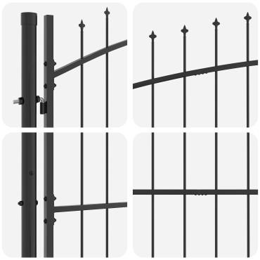 vidaXL Πόρτα Κήπου με Άκρες Σπαθιού Γκρι 175x400 εκ Σίδερο