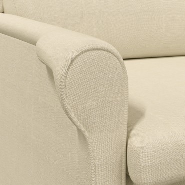 vidaXL Σύγχρονη Πολυθρόνα Κρεμ Ύφασμα και Ξύλο Μεσαία Κρεμ Πολυθρόνα