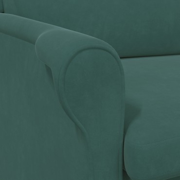 vidaXL Σκούρα Πράσινη Πολυθρόνα Σκούρα Πράσινη Ύφασμα με ξύλινα πόδια