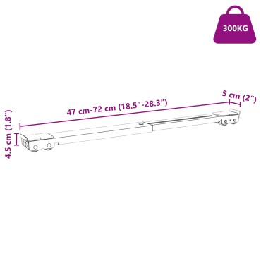 vidaXL Βάση Πλυντηρίου με Τροχούς 2 τεμ Μήκος 46-71 εκ. 300 κιλά