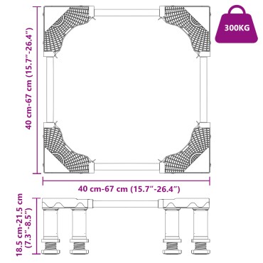 vidaXL Ρυθμιζόμενη Βάση Πλυντηρίου 300 kg