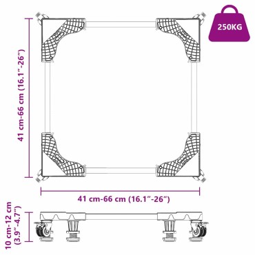 vidaXL Βάση πλυντηρίου ρούχων Γκρι 66 x 66 x 12 εκ Ανοξείδωτο ατσάλι