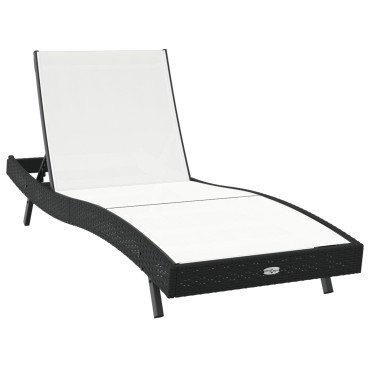 vidaXL Ξαπλώστρα Μαύρο και Λευκό 197x70x82cm συνθετικό ρατάν 1 τεμ.